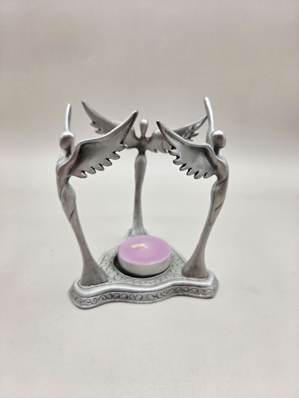 Lavaggi Elegant Silver Winged Angel Tealight Holder